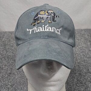 Thailand Tourist Hat Elephant Embroidery Blue Strapback Souvenir Long bill Cap